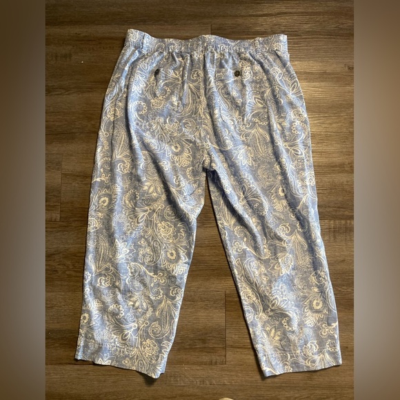 Talbots Crop Pants 16P Linen Blend Floral - Picture 9 of 11